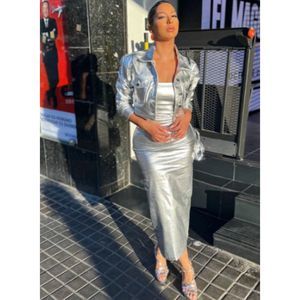 NWT Zara silver metallic cropped jacket